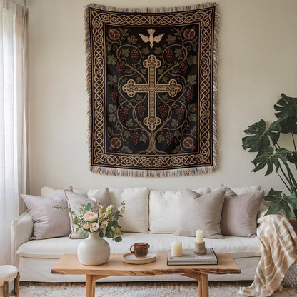 Decorative Tapestry with Cross Design Wall Hanging Decor