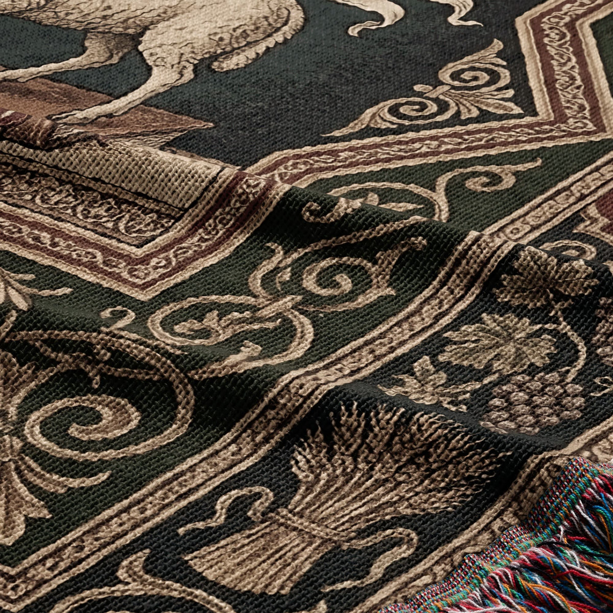 CalmNestStyle Agnus Dei Ornate Heritage Woven Blanket jacquard woven blanket