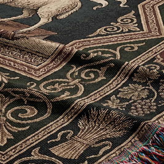 CalmNestStyle Agnus Dei Ornate Heritage Woven Blanket jacquard woven blanket