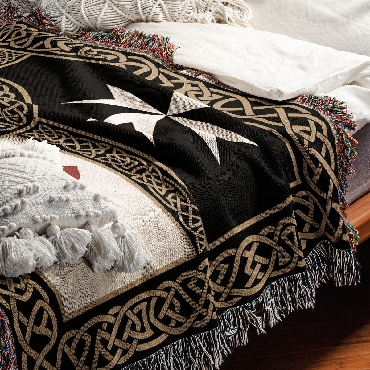 MyDesigns Crusader Orders Medieval Blanket – Santiago Templar Hospitaller Teutonic Woven Throw jacquard woven blanket