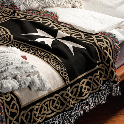 MyDesigns Crusader Orders Medieval Blanket – Santiago Templar Hospitaller Teutonic Woven Throw jacquard woven blanket