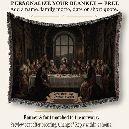 MyDesigns Communion Table Wall Tapestry – Jesus with Twelve Apostles, Woven Cotton Blanket jacquard woven blanket