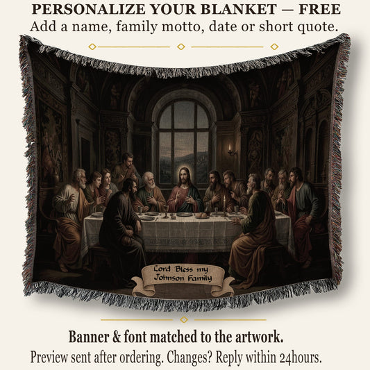 MyDesigns Communion Table Wall Tapestry – Jesus with Twelve Apostles, Woven Cotton Blanket jacquard woven blanket