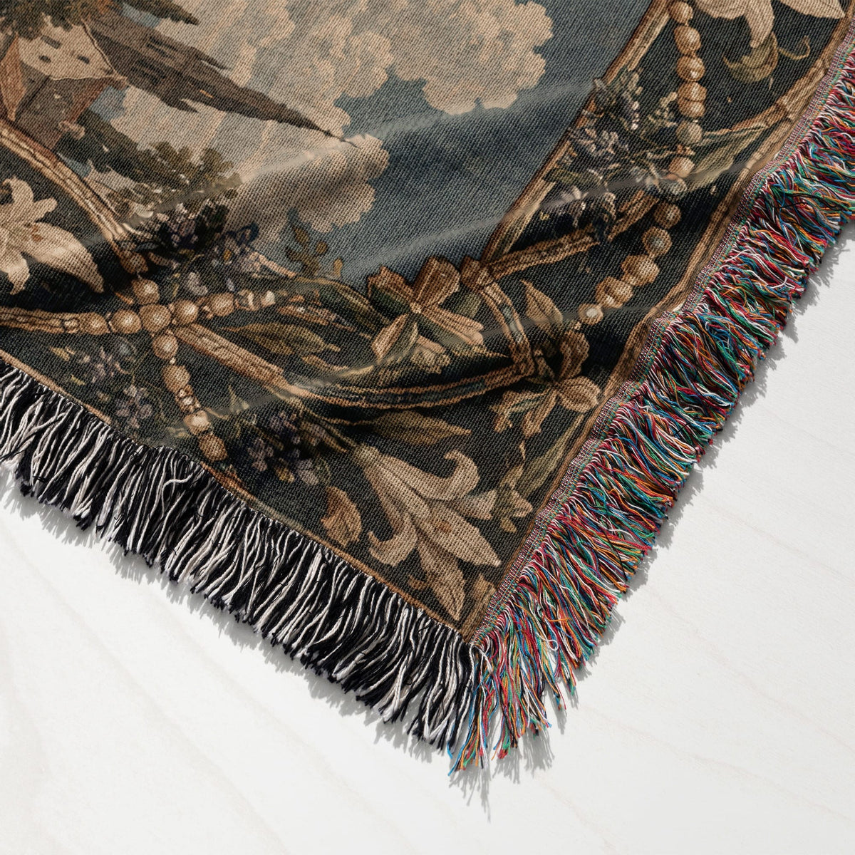 CalmNestStyle Our Lady of the Rosary jacquard woven blanket