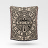 Ornate Saint Benedict Medal Design with Grapevine and Knotwork, a Symbol of Christian Heritage and Sacred Protection, Woven Blanket
