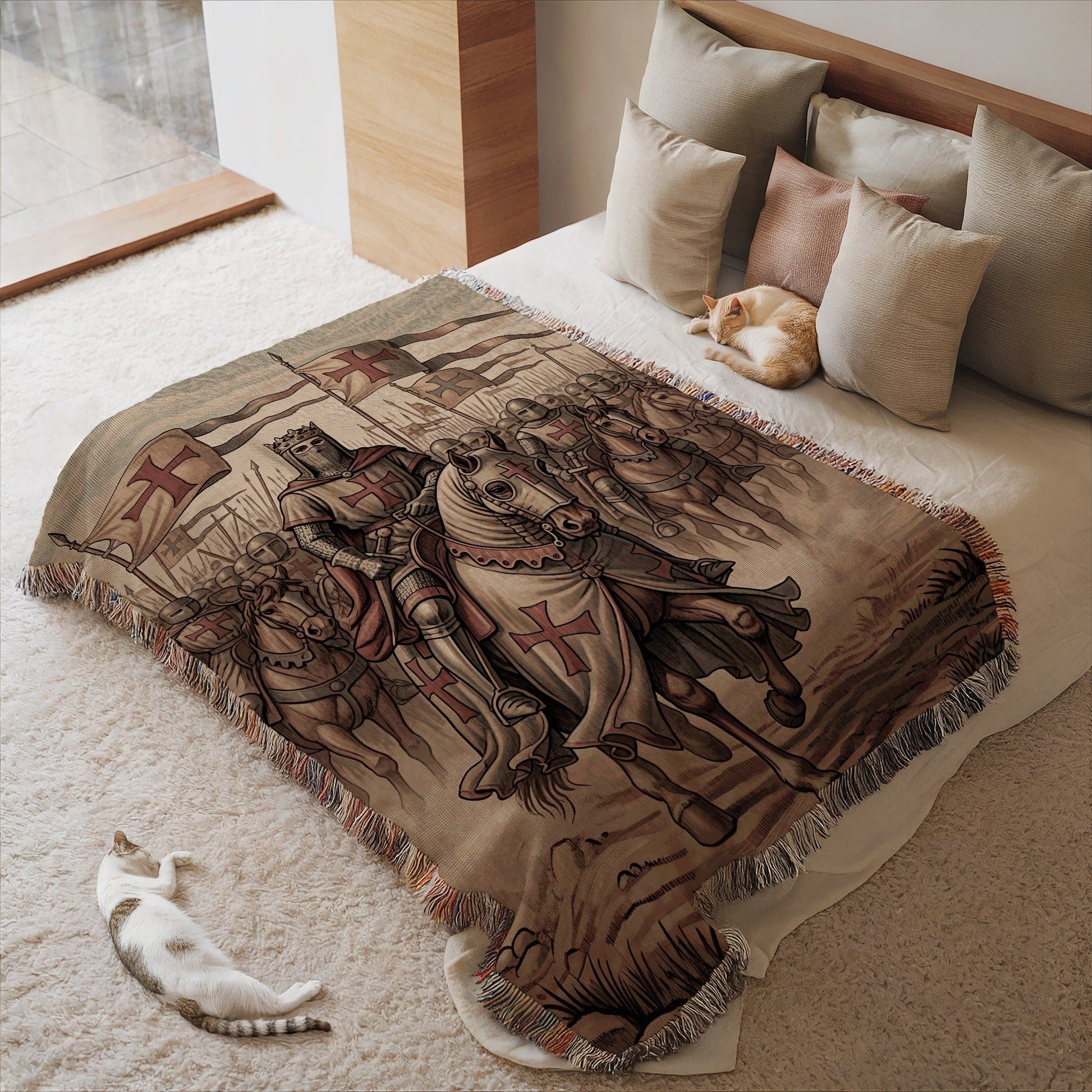 Medieval Knights Templar Inspired Blanket Throw