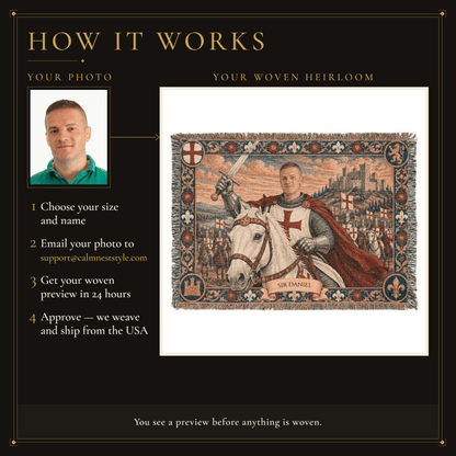 MyDesigns The Templar's Charge I Your Knight on Horseback jacquard woven blanket