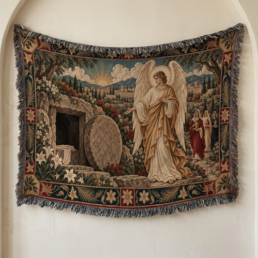 CalmNestStyle Resurrection Morning at the Empty Tomb jacquard woven blanket