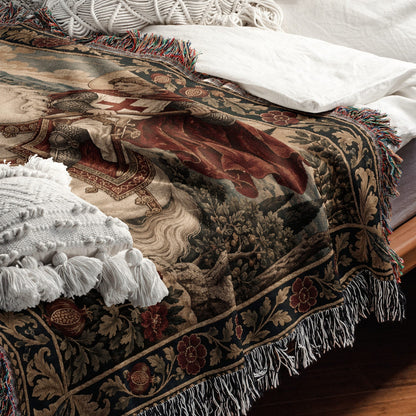 CalmNestStyle Saint George The White Horse jacquard woven blanket