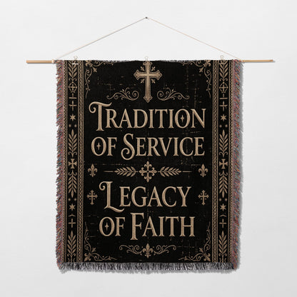 CalmNestStyle Tradition of Service Legacy of Faith Gold Woven Blanket jacquard woven blanket