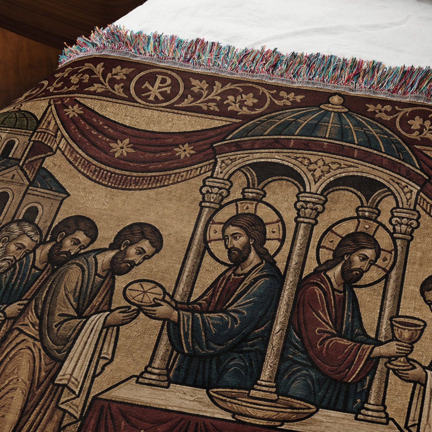 MyDesigns Personalized Orthodox Communion Tapestry - Custom Name Date jacquard woven blanket