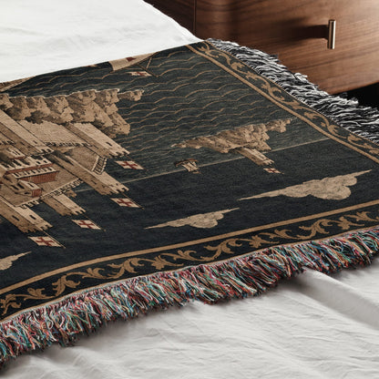 CalmNestStyle Crusader Harbor Siege I Fleet in the Bay jacquard woven blanket