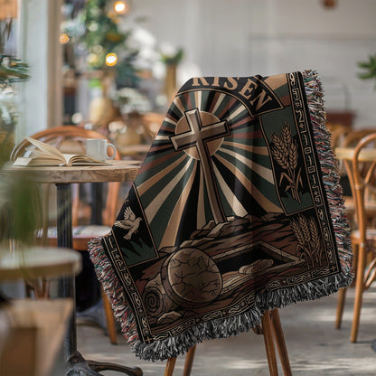 Risen Cross and Dove Design Decorative Blanket Product