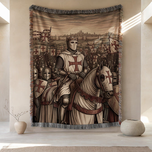 Medieval Crusader Knights Scene Wall Tapestry Decor