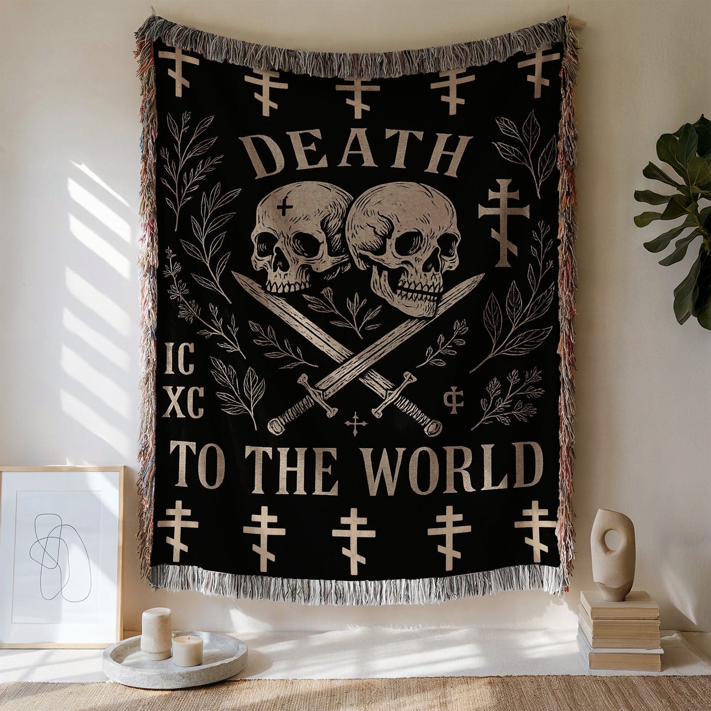 Death to The World Skull Design Tapestry
