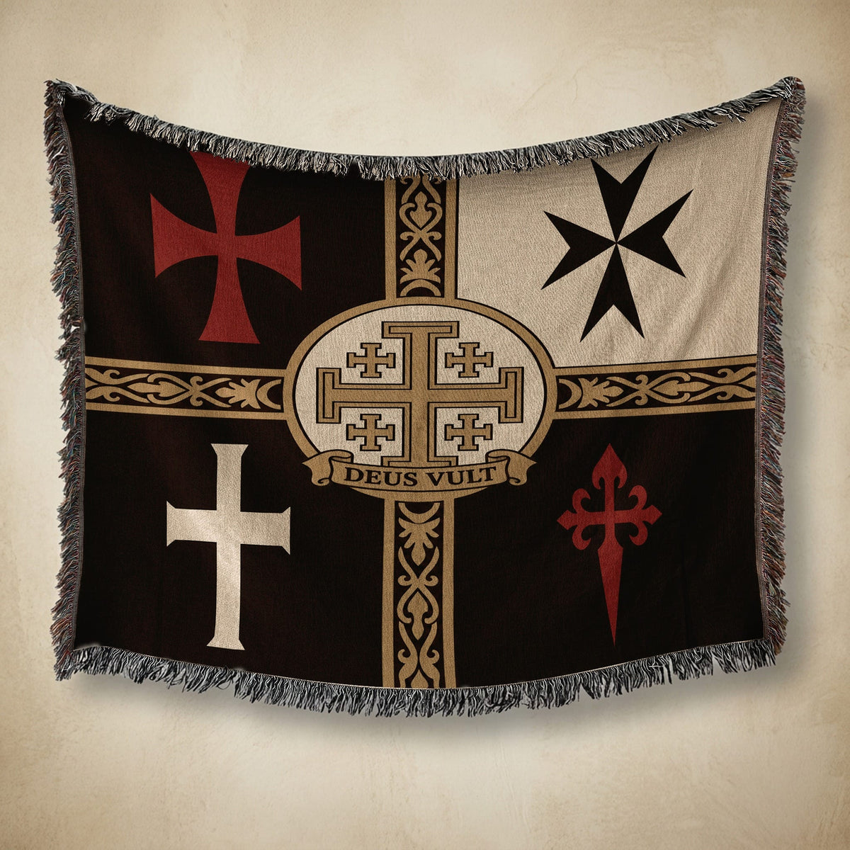 MyDesigns Ancient Orders I Deus Vult Night jacquard woven blanket