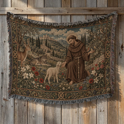 CalmNestStyle Saint Francis and the Animals jacquard woven blanket