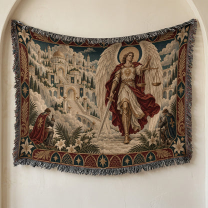 CalmNestStyle Saint Michael the Archangel With Scales jacquard woven blanket