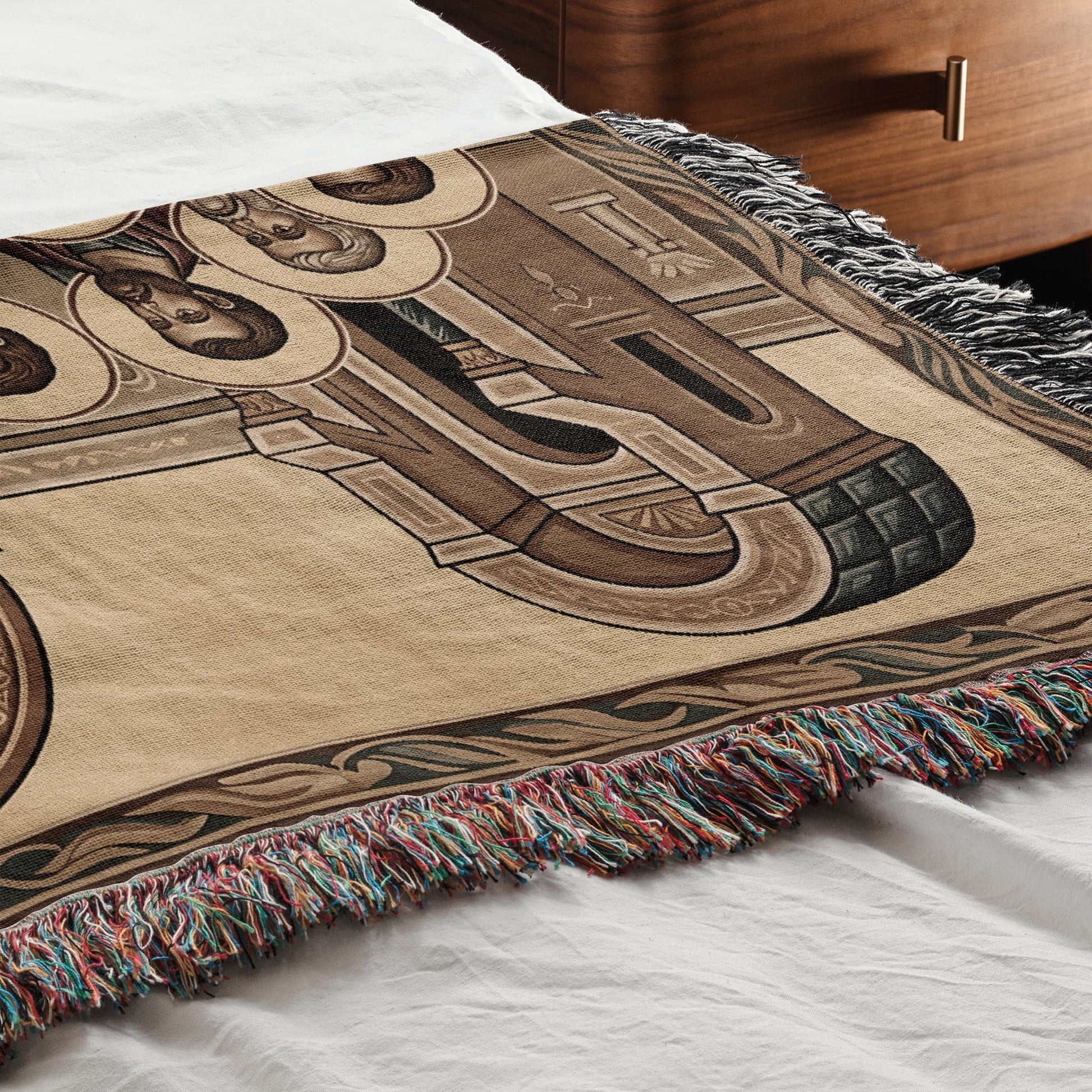 MyDesigns Warm Gold Last Supper Horizontal Tapestry - Byzantine Icon jacquard woven blanket
