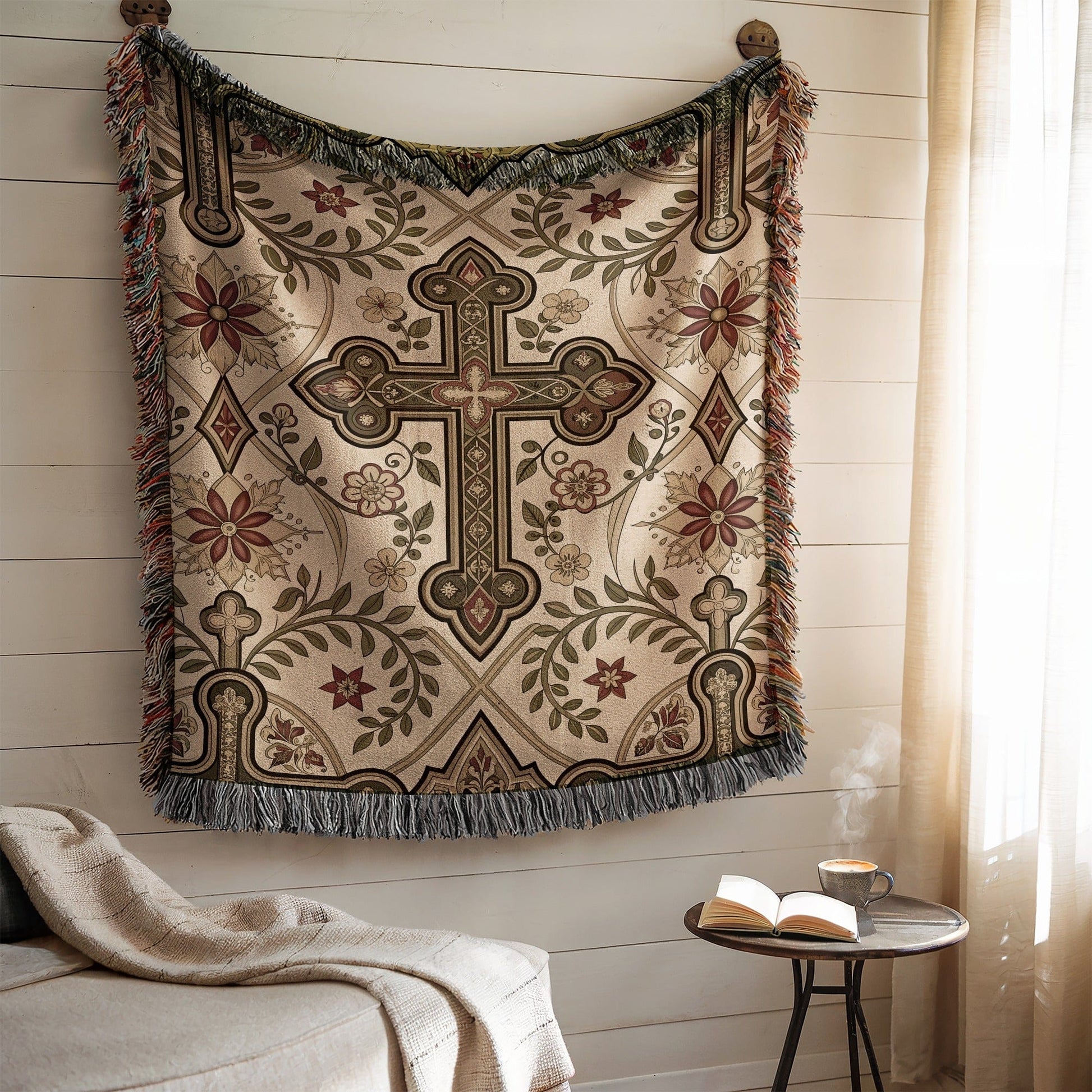 Ornate Cross Design Floral Pattern Wall Hanging Product