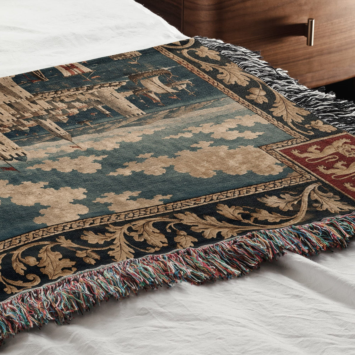 CalmNestStyle Richard the Lionheart Charging jacquard woven blanket