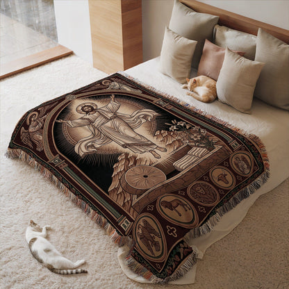 Intricately Designed Religious Theme Blanket for Cozy Comfort