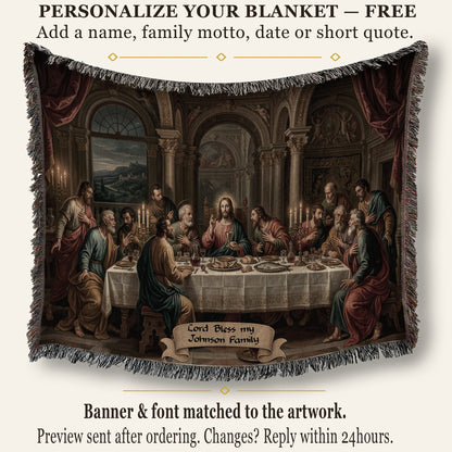 MyDesigns Holy Eucharist Wall Hanging – Last Supper with Chalice and Candles, Woven Blanket jacquard woven blanket
