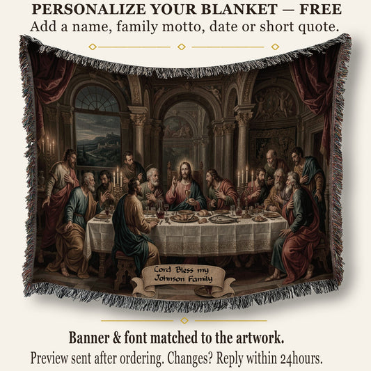 MyDesigns Holy Eucharist Wall Hanging – Last Supper with Chalice and Candles, Woven Blanket jacquard woven blanket