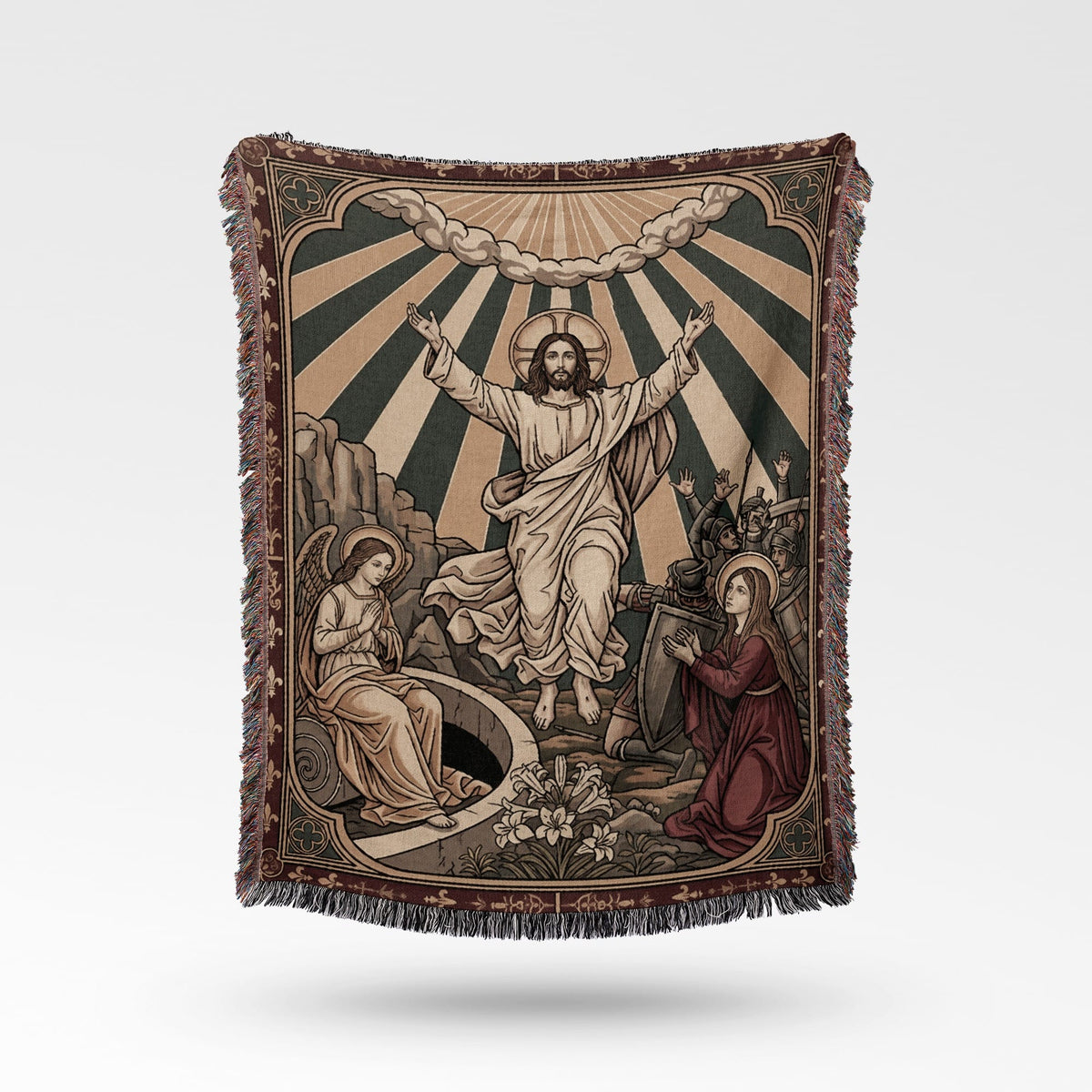 CalmNestStyle Christ Resurrection Ascension Sacred Art Woven Blanket jacquard woven blanket