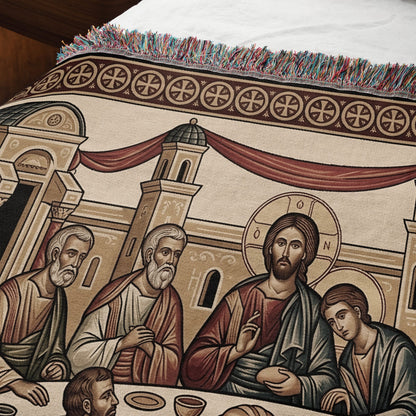 MyDesigns Personalized Last Supper Horizontal Tapestry - Custom Name Date jacquard woven blanket