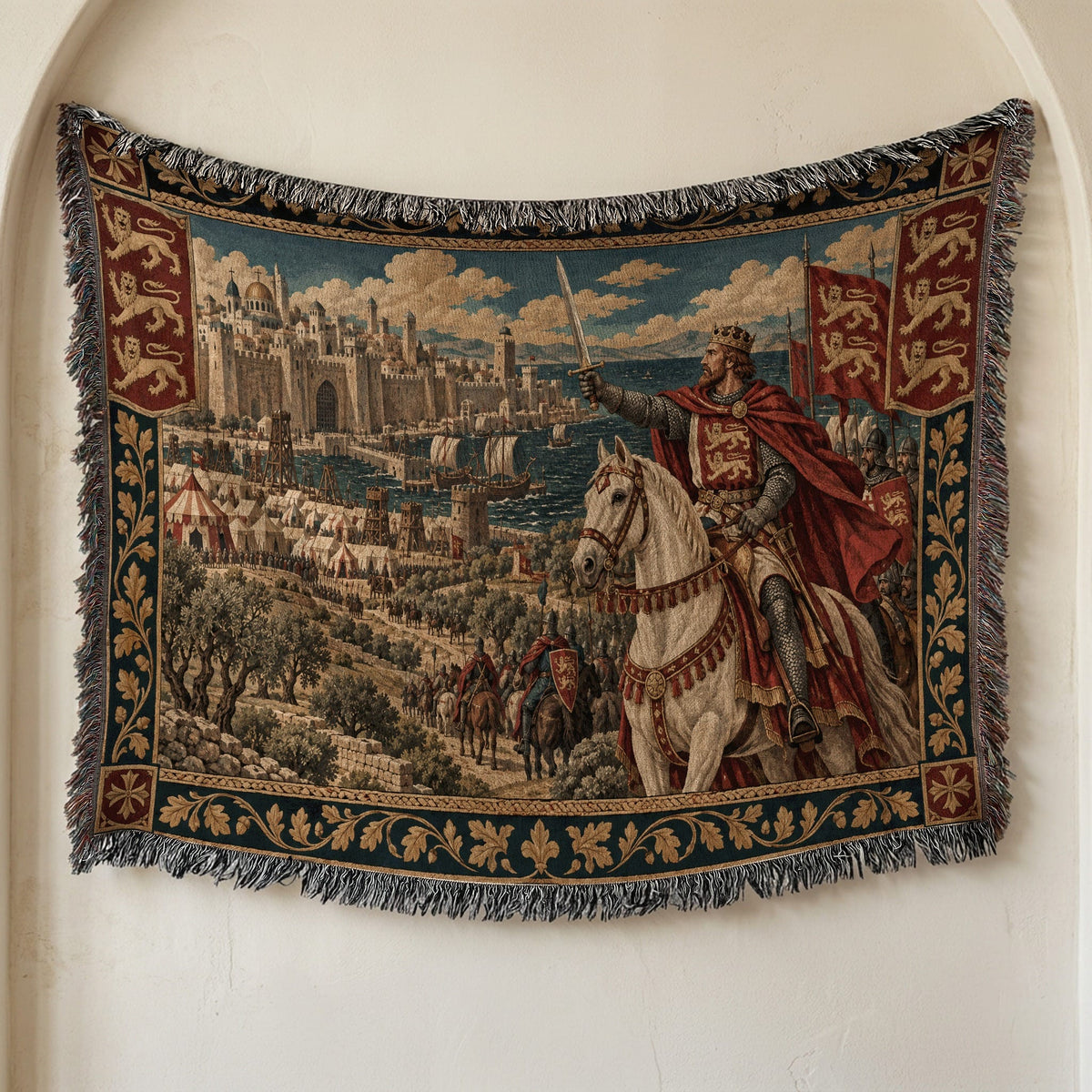 CalmNestStyle Richard the Lionheart on Horseback jacquard woven blanket