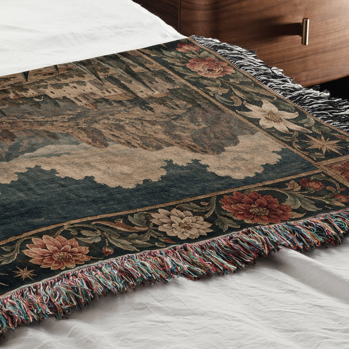 CalmNestStyle Our Lady of Guadalupe at Tepeyac jacquard woven blanket