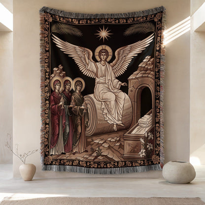 Religious Art Wall Hanging with Angel and Saints Tapestry