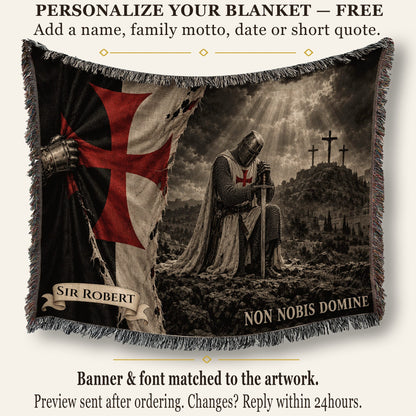 CalmNestStyle Not Unto Us Templar Vow at Calvary jacquard woven blanket