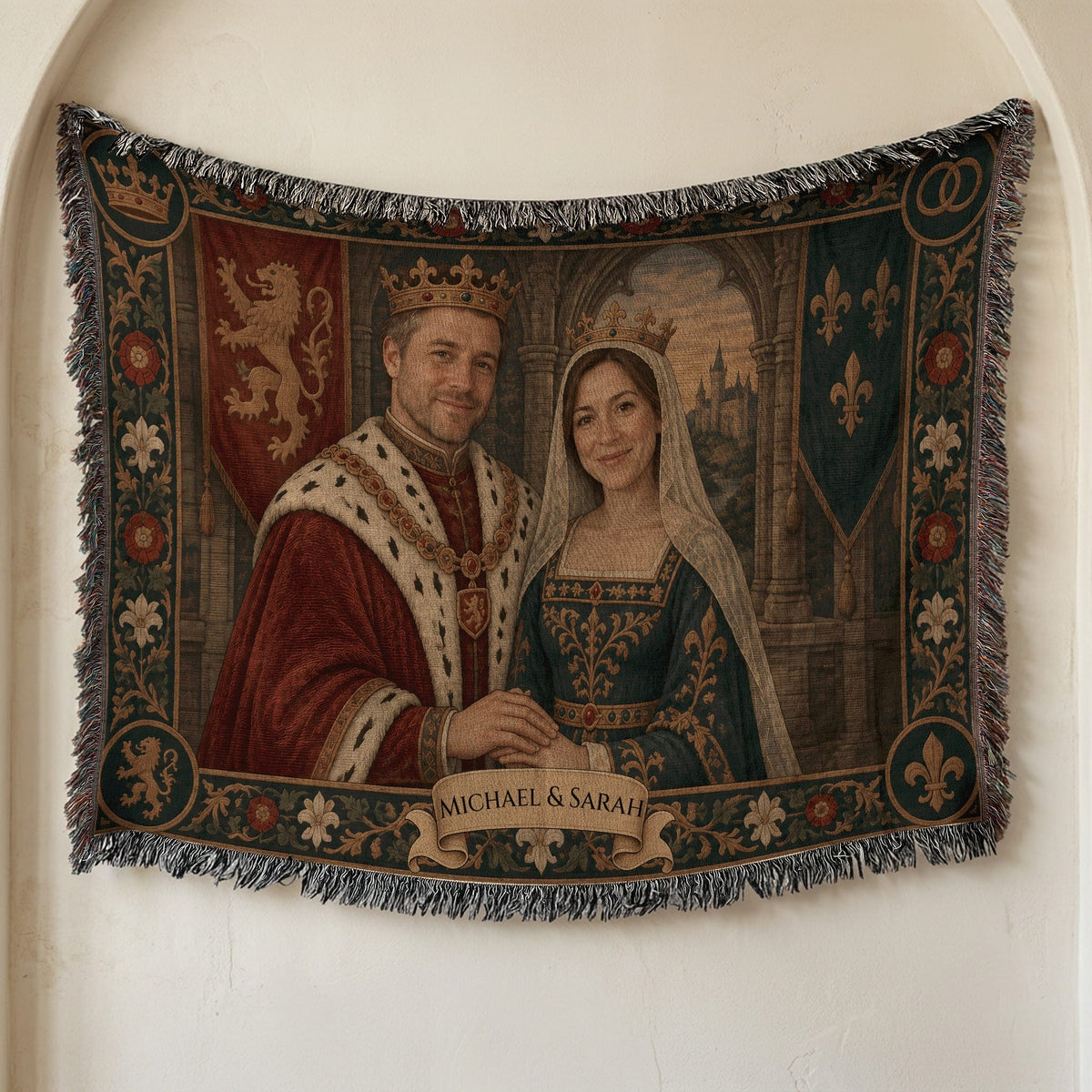 MyDesigns Crowned Together I Your Royal Couple Portrait jacquard woven blanket