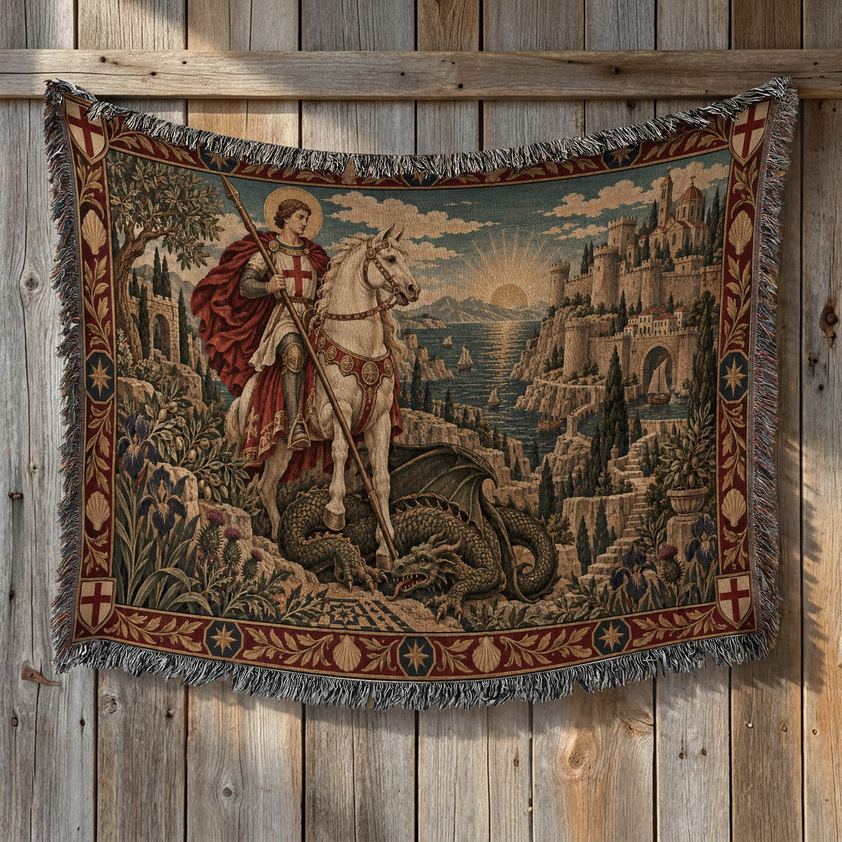 CalmNestStyle Saint George Sunset Over the Sea jacquard woven blanket