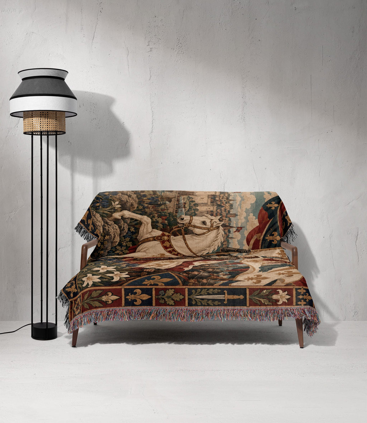 CalmNestStyle Joan of Arc and the Lily Banner jacquard woven blanket