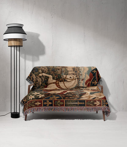 CalmNestStyle Joan of Arc and the Lily Banner jacquard woven blanket