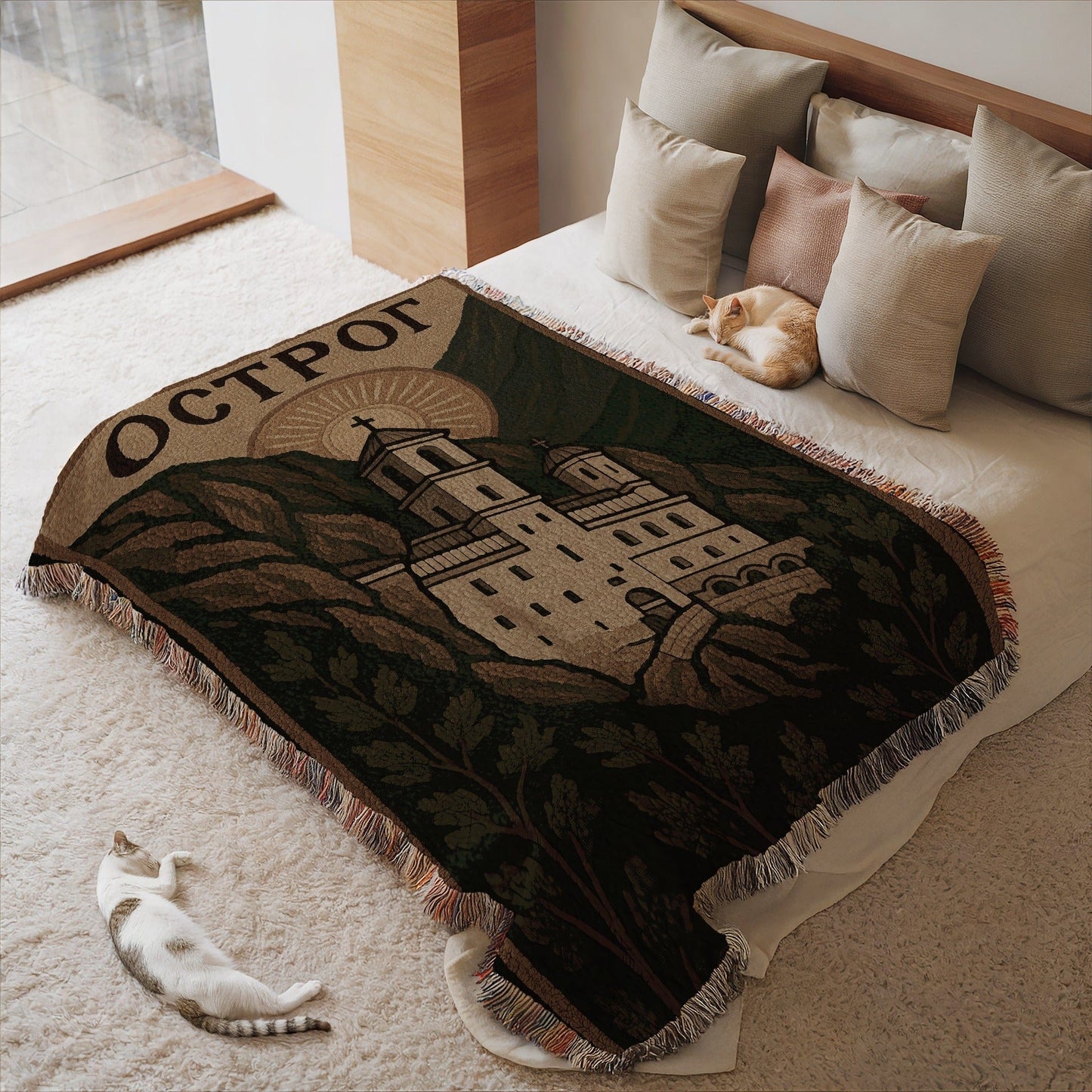 Engaging Artistry Ostrog Design Blanket for Your Cozy Moments