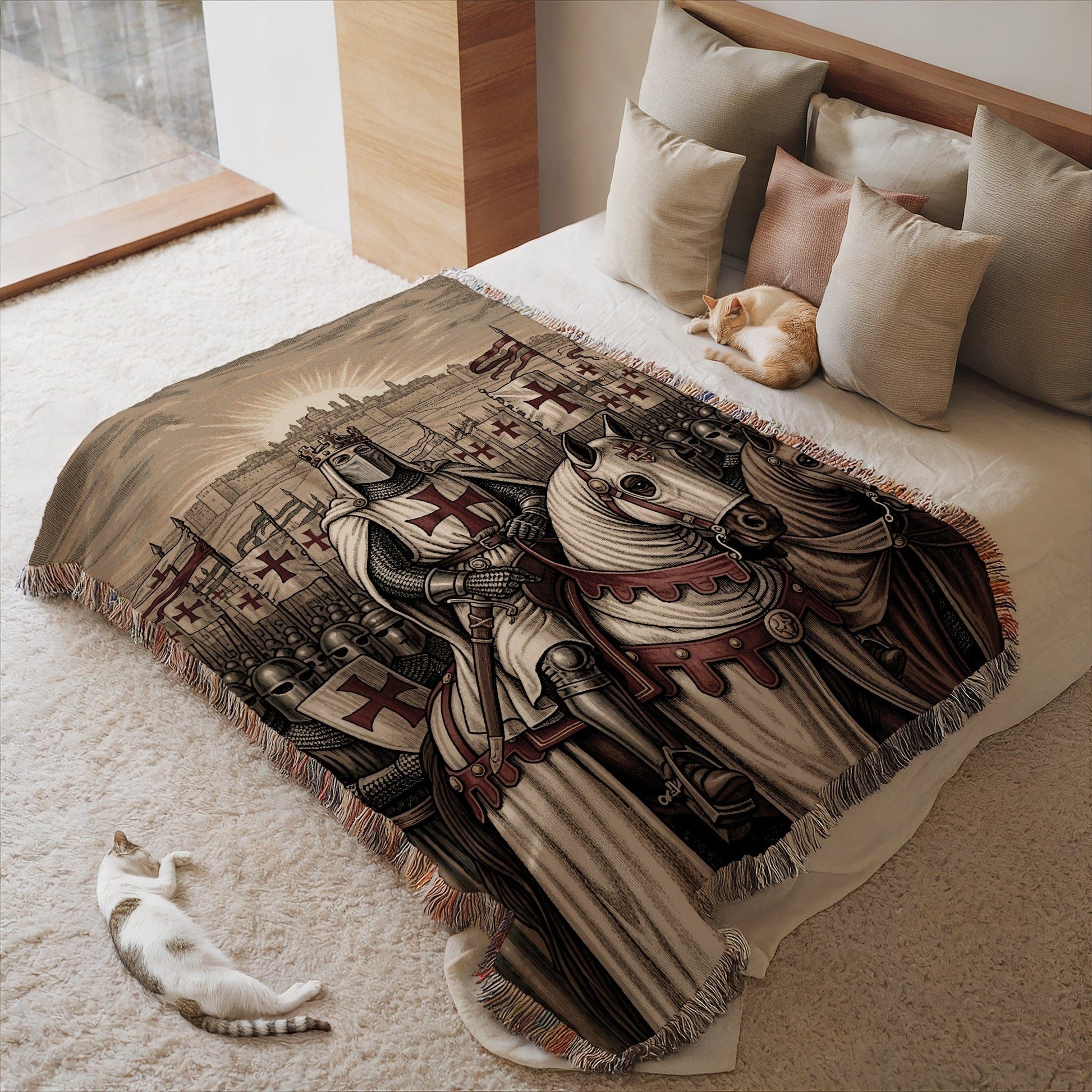 Medieval Knight and Horse Print Blanket product