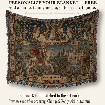CalmNestStyle Saint George and Saint Michael jacquard woven blanket