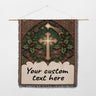Golden Cross Amidst Holiday Foliage custom woven blanket