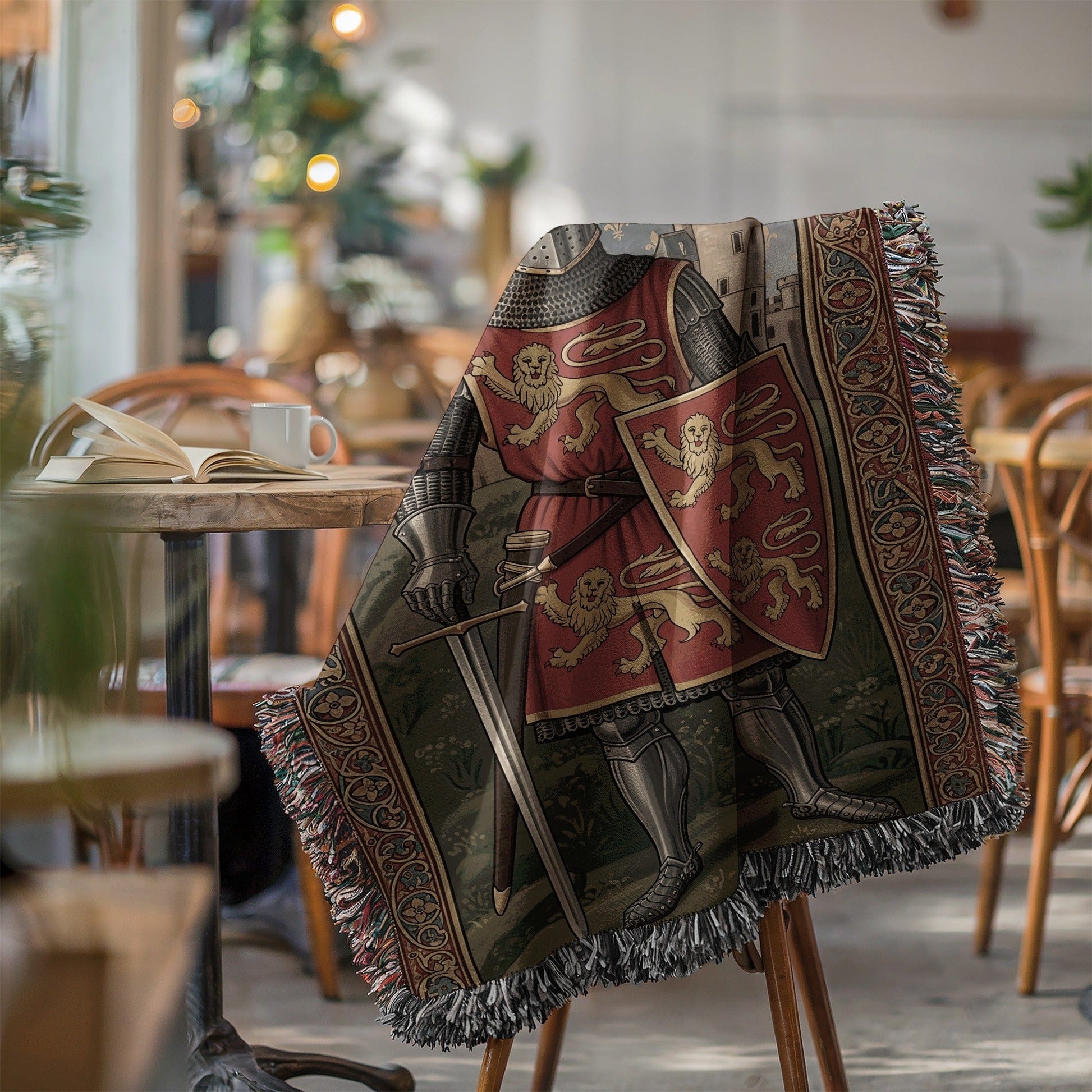 Medieval Knight Tapestry Blanket with Intricate Design