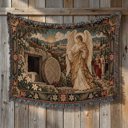 CalmNestStyle Resurrection Morning at the Empty Tomb jacquard woven blanket
