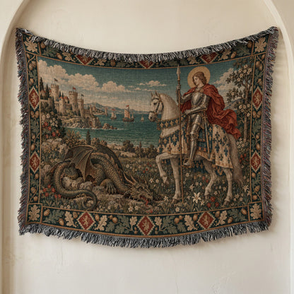 CalmNestStyle Saint George Guardian at Dawn jacquard woven blanket