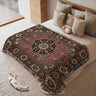 Elegant Centerpiece Design in Red and Blue Persian Rug Woven Blanket