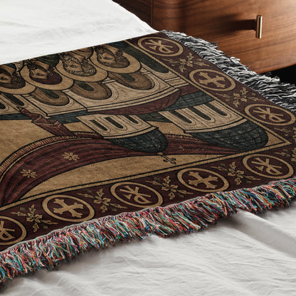 MyDesigns Crimson Last Supper Horizontal Tapestry - Byzantine Woven Throw jacquard woven blanket