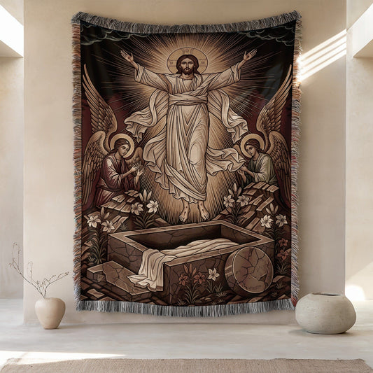 Resurrection of Jesus with Angels Tapestry Wall Art