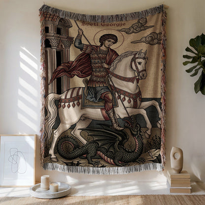 Intricate St George and Dragon Wall Tapestry Decor
