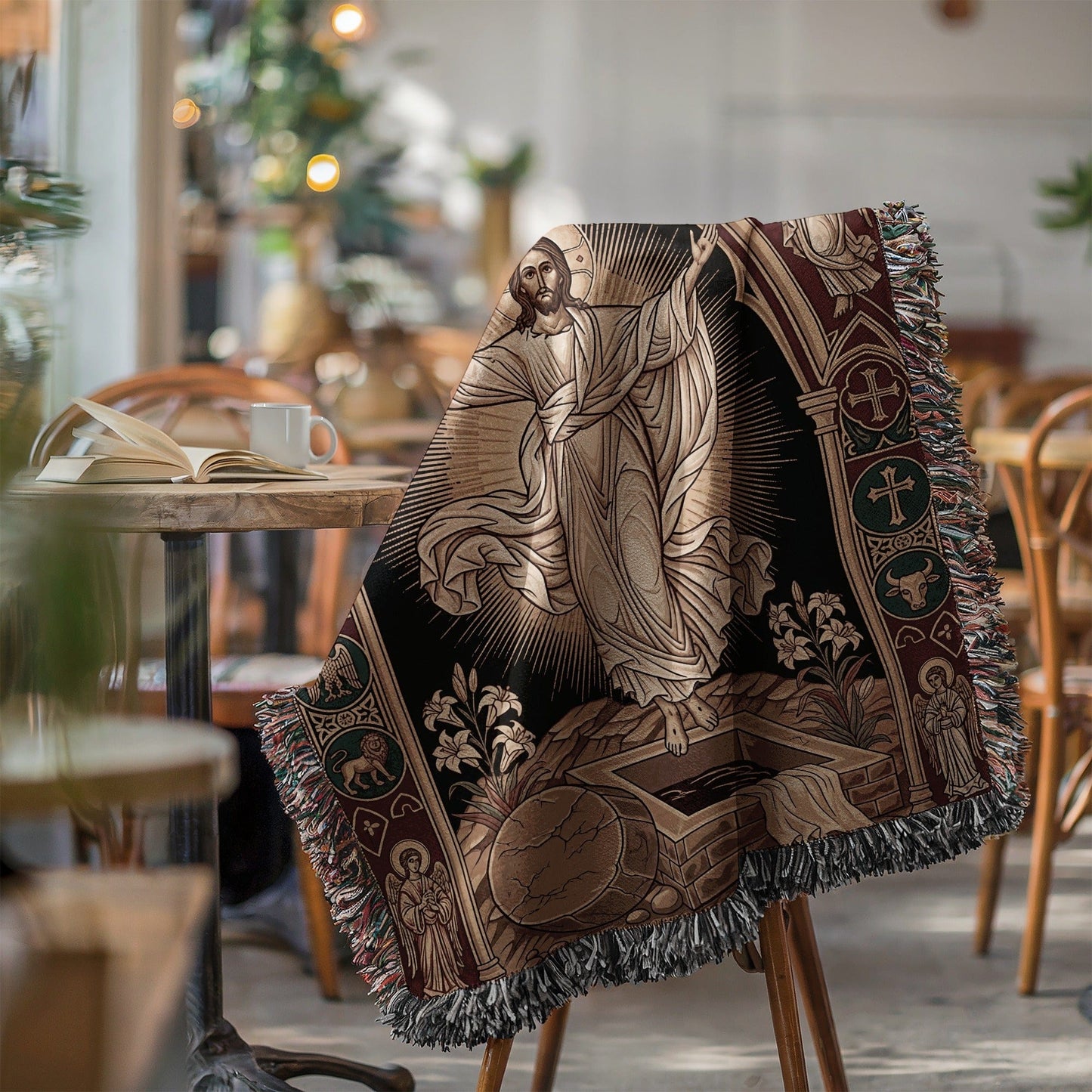 Inspirational Resurrection Scene Tapestry Blanket